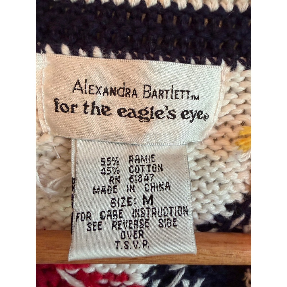 Alexandra Bartlett Eagle's Eye Vintage Patriotic Knit Sweater Vest Americana M - Picture 5 of 5
